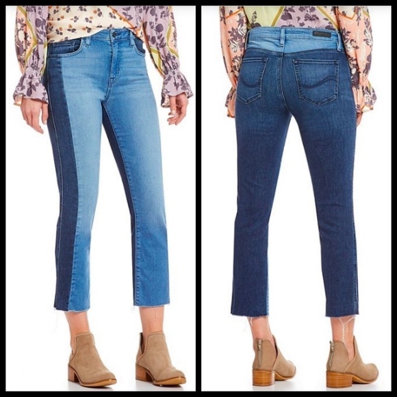 💕SANCTUARY💕 Two Tone Straight Raw Hem Crop Jeans - Picture 2 of 8